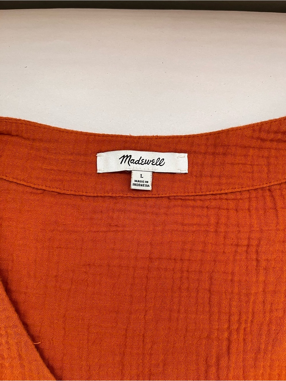 Madewell Orange Button-Front Cotton Gauze Textured Dress Large - Picture 5 of 8